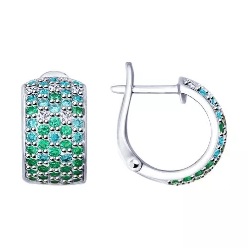 Серьги из серебра с фианитами