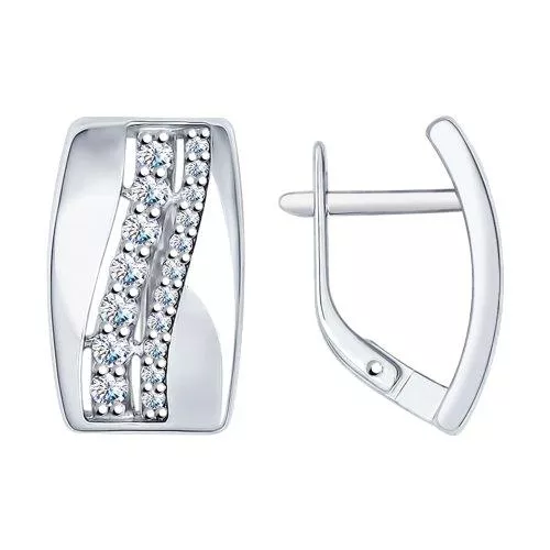 Серьги из серебра с фианитами