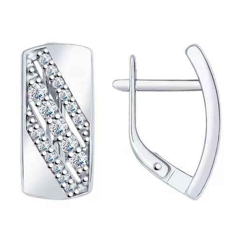 Серьги из серебра с фианитами