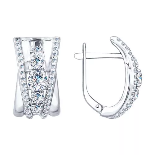 Серьги из серебра с фианитами