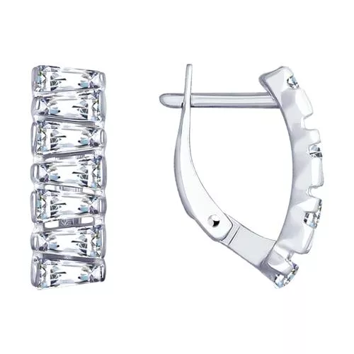 Серьги из серебра с фианитами