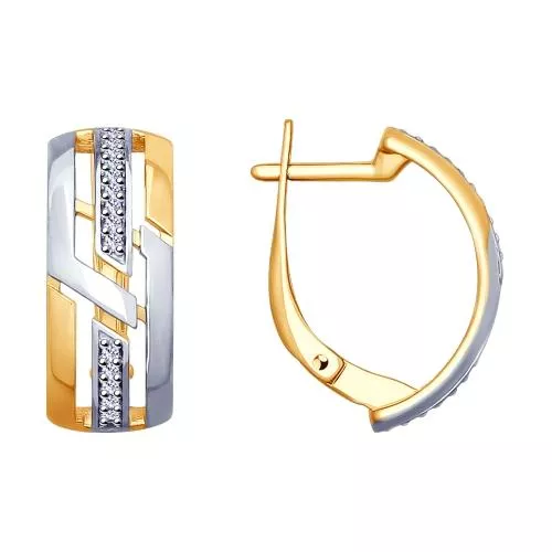 Серьги из золочёного серебра с фианитами