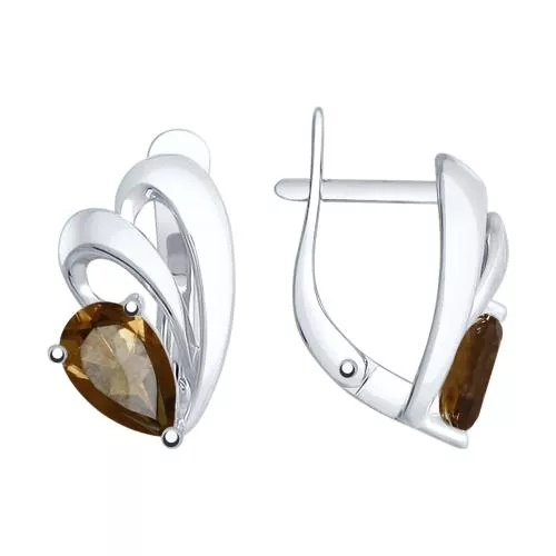 Серьги из серебра с раухтопазами