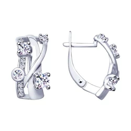 Серьги из серебра с фианитами
