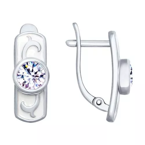 Серьги из серебра с эмалью и горным хрусталем