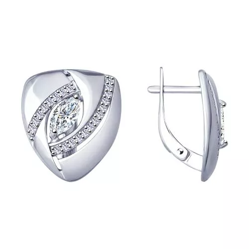 Серьги из серебра с фианитами