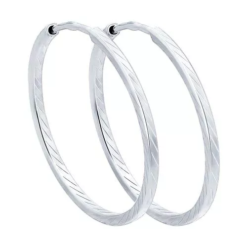 Серьги конго из серебра с алмазной гранью