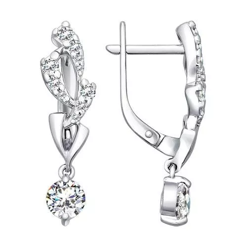 Серьги из серебра с фианитами