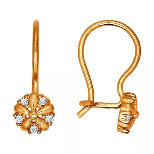 Серьги из золочёного серебра с фианитами