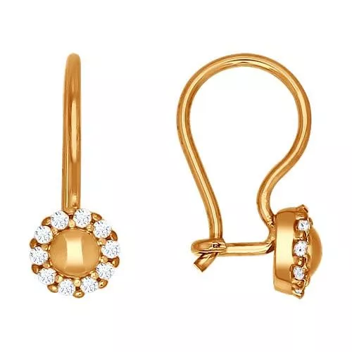 Серьги из золочёного серебра с фианитами