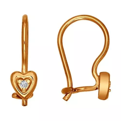 Серьги из золочёного серебра с фианитами