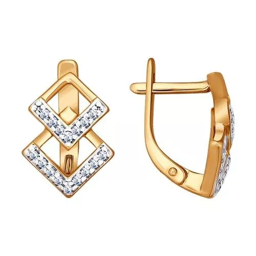 Серьги из золочёного серебра с фианитами