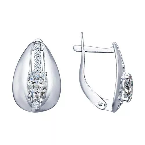 Серьги из серебра с фианитами