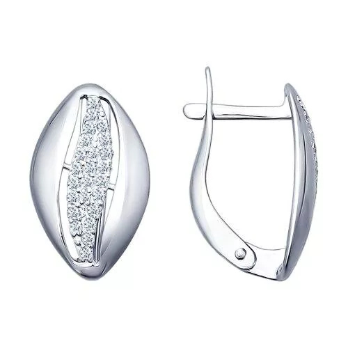 Серьги из серебра с фианитами