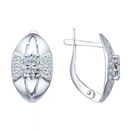 Серьги из серебра с фианитами