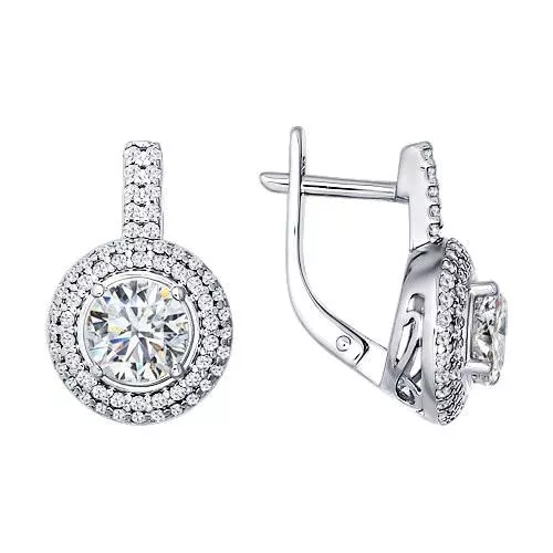 Серьги из серебра с фианитами