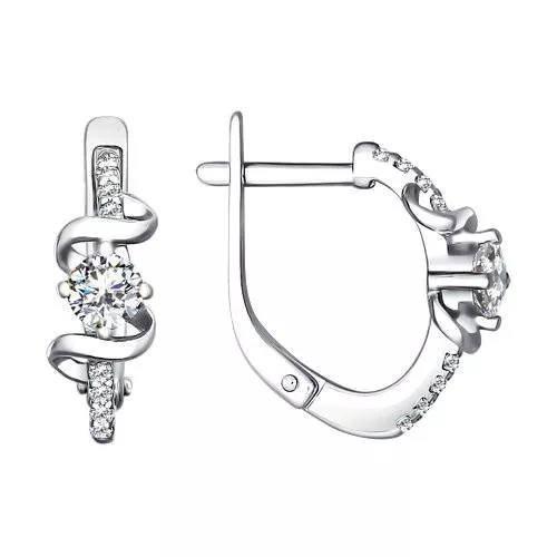 Серьги из серебра с фианитами
