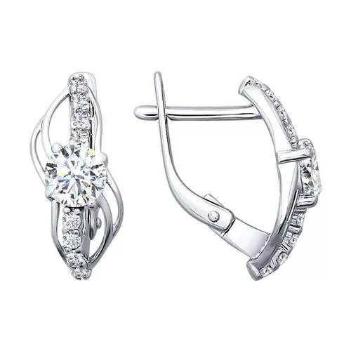 Серьги из серебра с фианитами