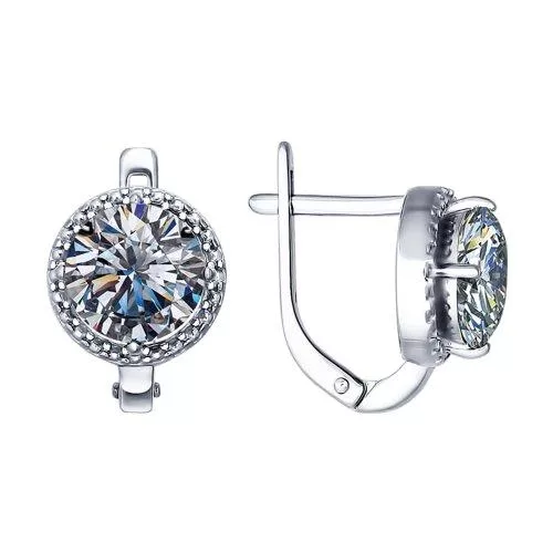 Серьги из серебра с фианитами