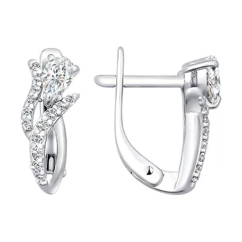 Серьги из серебра с фианитами