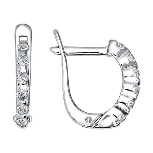 Серьги из серебра с фианитами