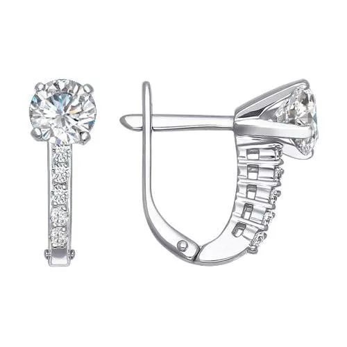 Серьги из серебра с фианитами