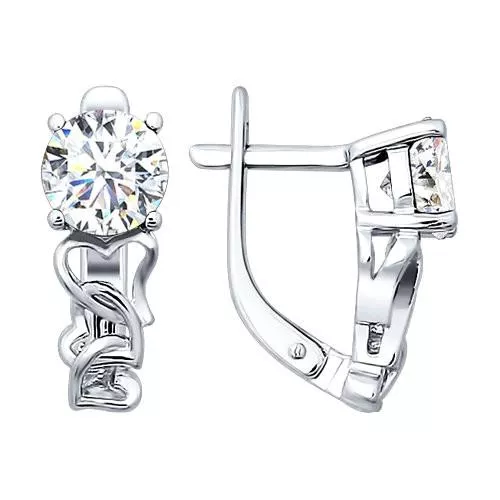 Серьги из серебра с фианитами