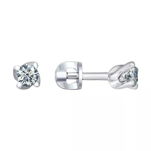 Серьги-пусеты из серебра с фианитами