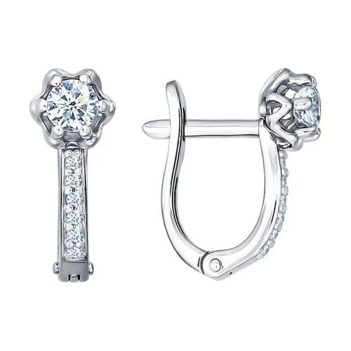 Серьги из серебра с фианитами