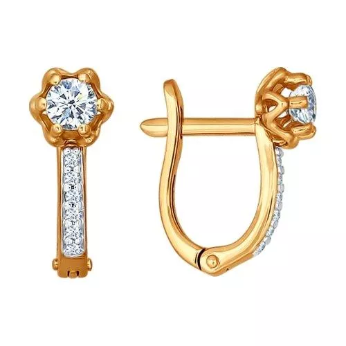 Серьги из золочёного серебра с фианитами