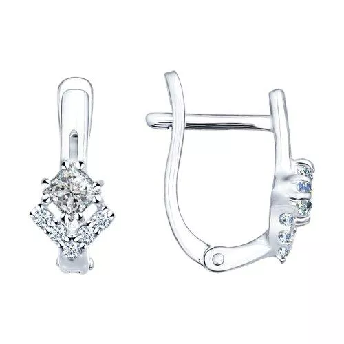 Серьги из серебра с фианитами