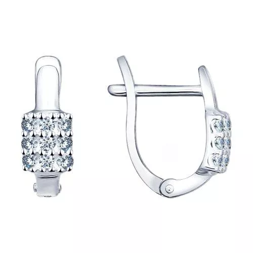 Серьги из серебра с фианитами