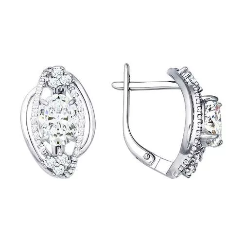 Серьги из серебра с фианитами