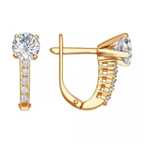 Серьги из золочёного серебра с фианитами