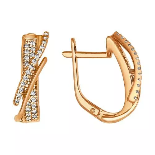 Серьги из золочёного серебра с фианитами