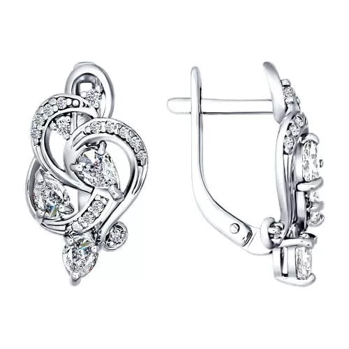 Серьги из серебра с фианитами