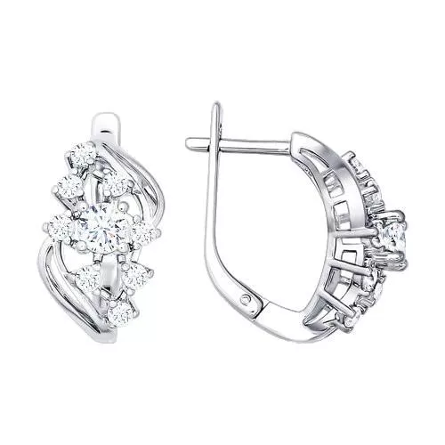 Серьги из серебра с фианитами