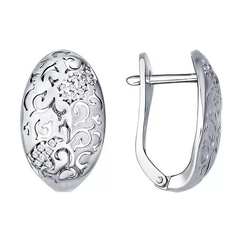 Серьги из серебра с фианитами