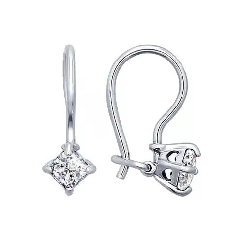 Серьги из серебра с фианитами