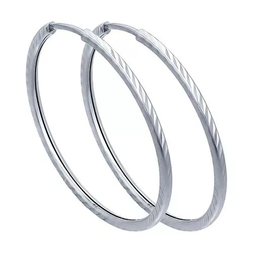 Серьги конго из серебра с алмазной гранью