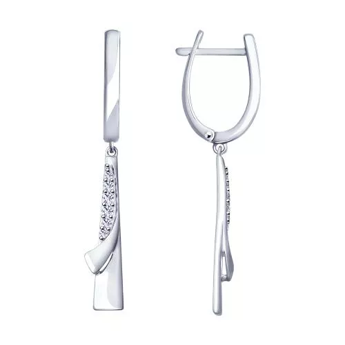 Серьги из серебра с фианитами