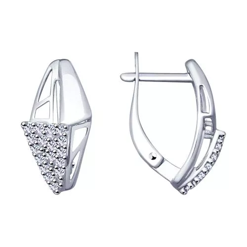 Серьги из серебра с фианитами