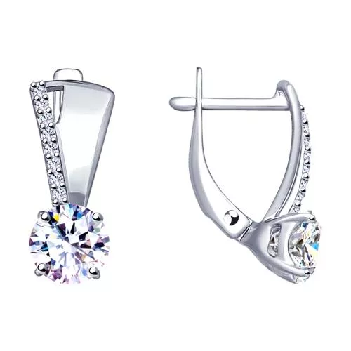 Серьги из серебра с фианитами