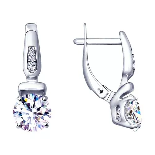 Серьги из серебра с фианитами