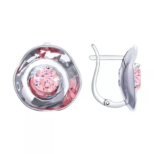 Серьги из серебра с фианитами