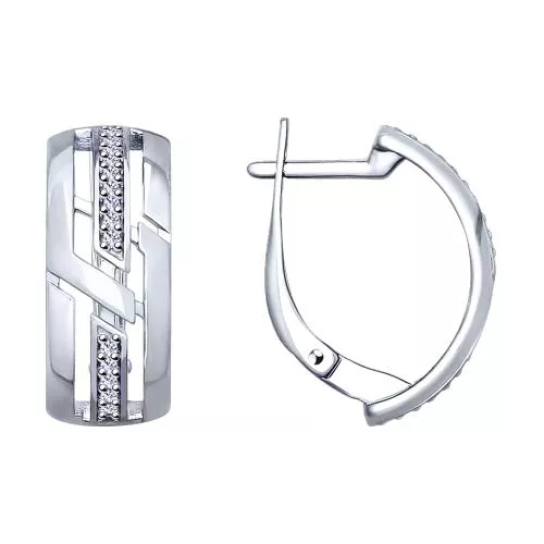 Серьги из серебра с фианитами