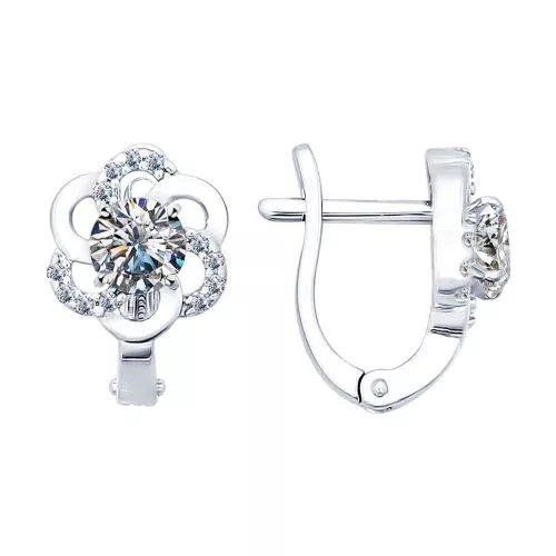 Серьги из серебра с фианитами