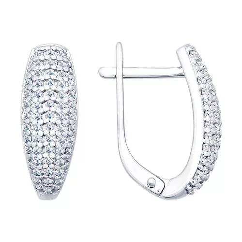 Серьги из серебра с фианитами