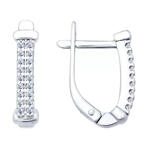 Серьги из серебра с фианитами