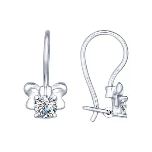 Серьги из серебра с фианитами